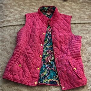 Lilly Pulitzer Pink Quilted Vest with Vibrant Lining